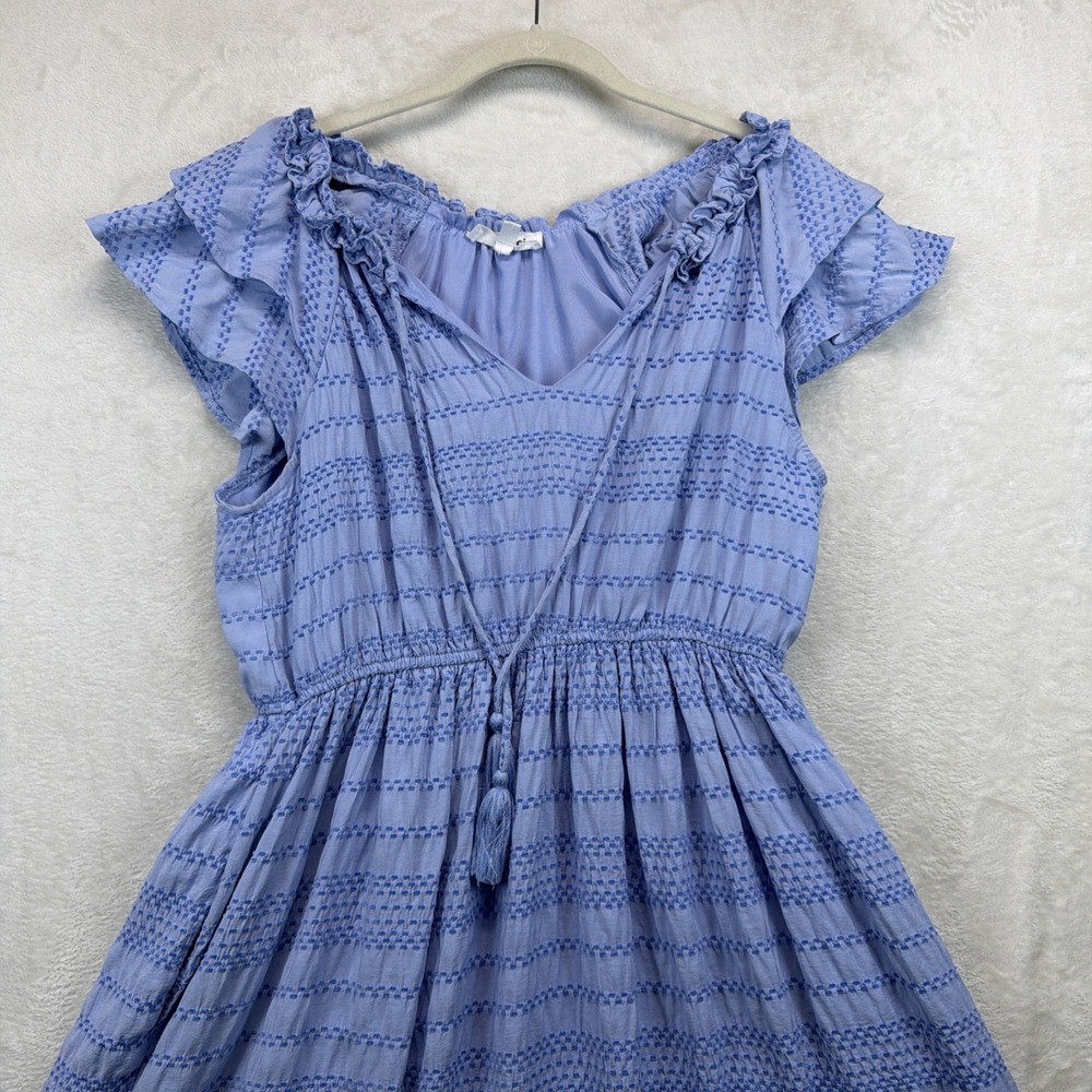 &merci Women's Blue Boho Maxi Dress Smocked‎ Flutter Sleeve Size L